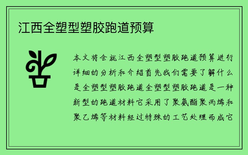 江西全塑型塑胶跑道预算